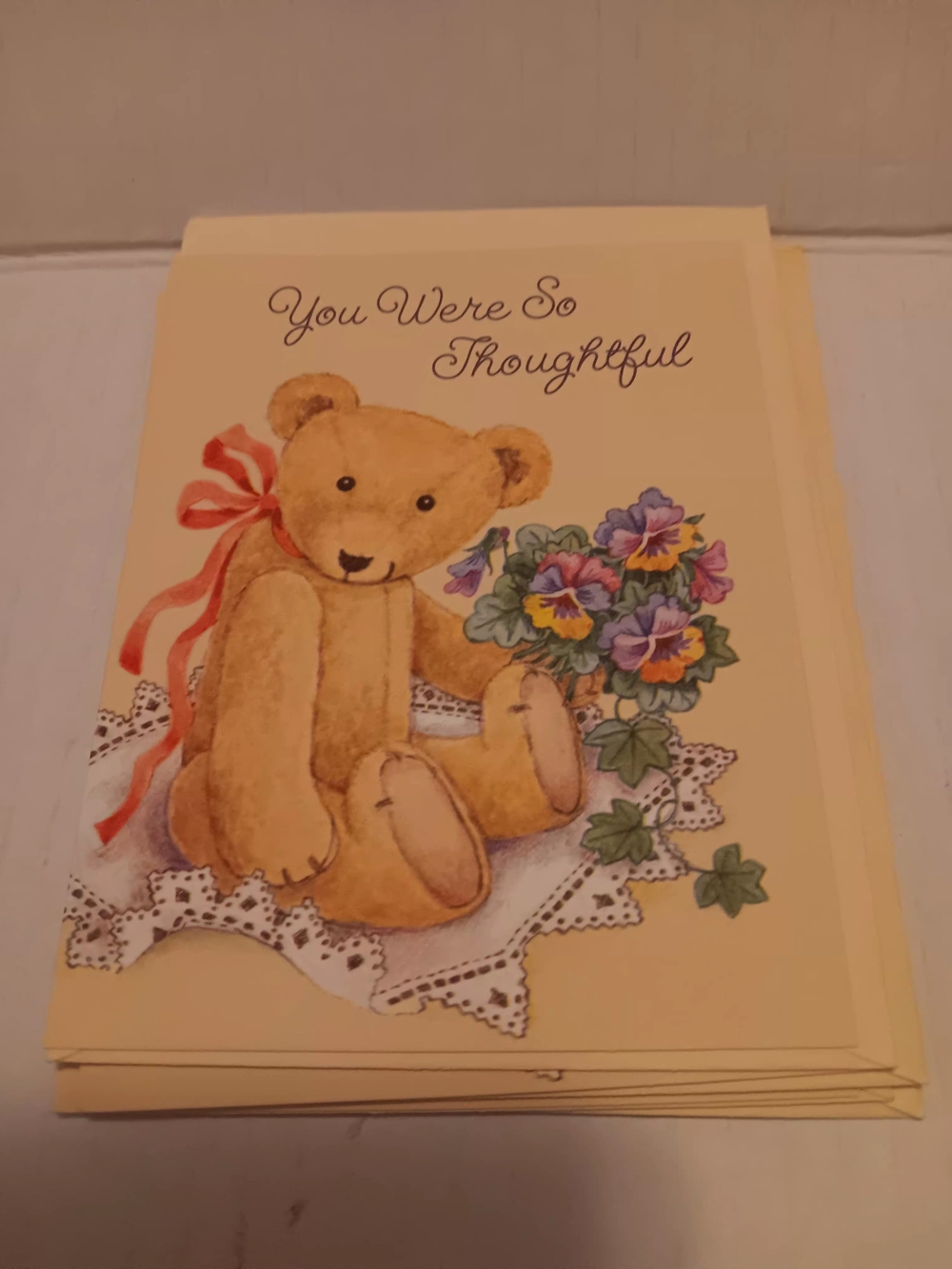 Vintage Hallmark Thank You Greeting Cards Flowers Bears Set Of 4 Unused